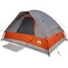 vidaXL Tente de camping &agrave; d&ocirc;me 4 personnes gris et orange imperm&eacute;able