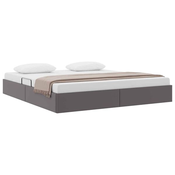 vidaXL Lit de Rangement avec matelas Gris 180 x 200 cm Faux cuir