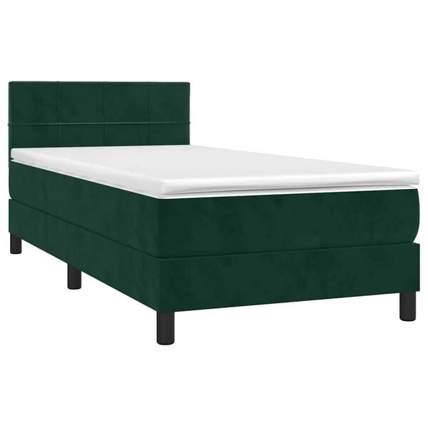 vidaXL Sommier &agrave; lattes de lit avec matelas Vert fonc&eacute; 100x200 cm