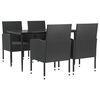 vidaXL Ensemble &agrave; manger de jardin 5 pcs noir r&eacute;sine tress&eacute;e et acier