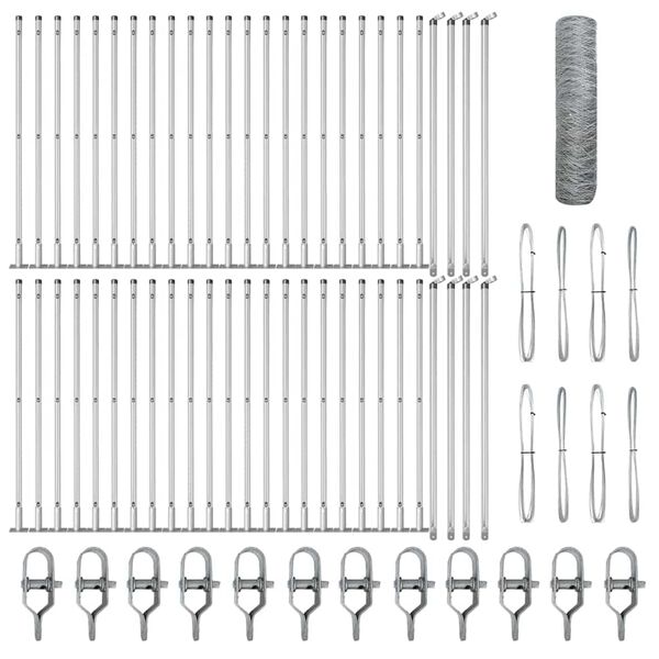 vidaXL Poteau de cl&ocirc;ture. Argent&eacute; 100 x 0,6 m (mailles de 50 mm) Acier