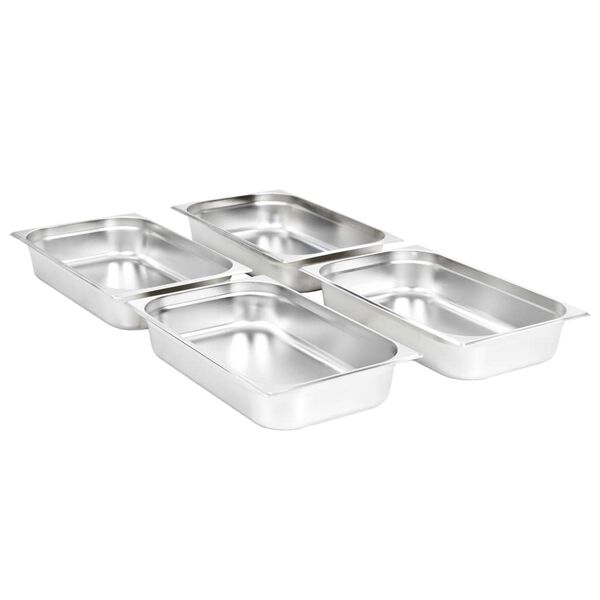 vidaXL Récipients Gastronorm 4 pcs GN 1/1 100 mm Acier inoxydable