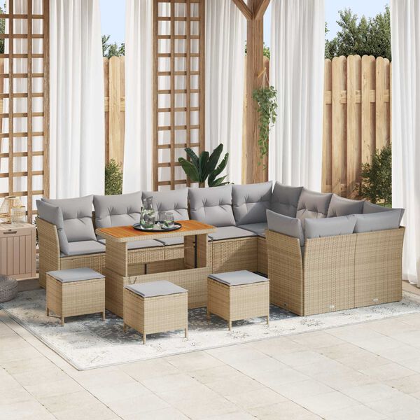 vidaXL Ensemble de canapé de jardin 13 pcs beige et gris clair
