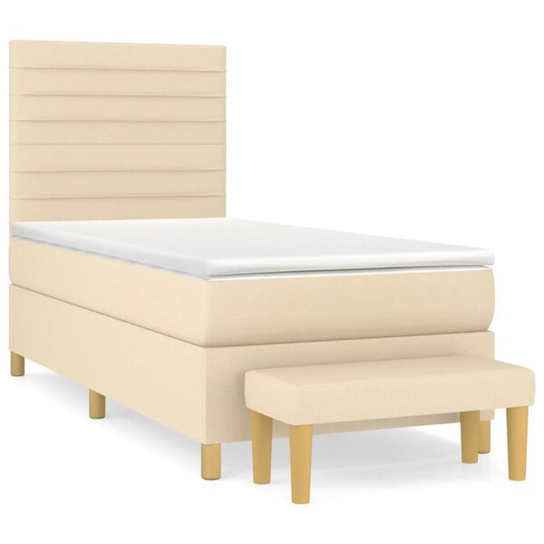 vidaXL Sommier &agrave; lattes de lit avec matelas Cr&egrave;me 80x200 cm Tissu