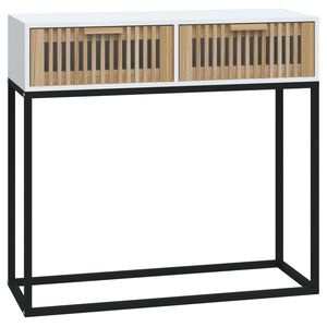vidaXL Table console blanc 80x30x75 cm bois d'ing&eacute;nierie et fer