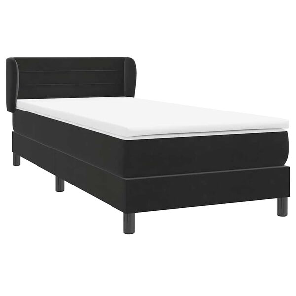 vidaXL Sommier &agrave; lattes de lit avec matelas noir 90x220 cm velours