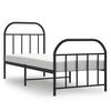 vidaXL Cadre de lit m&eacute;tal sans matelas avec pied de lit noir 75x190 cm