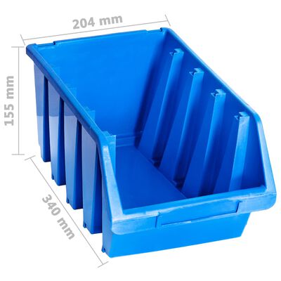 vidaXL Bacs de rangement empilables 14 pcs bleu plastique