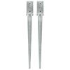vidaXL Piquets au sol 2 pcs Argent&eacute; 7x7x75 cm Acier galvanis&eacute;