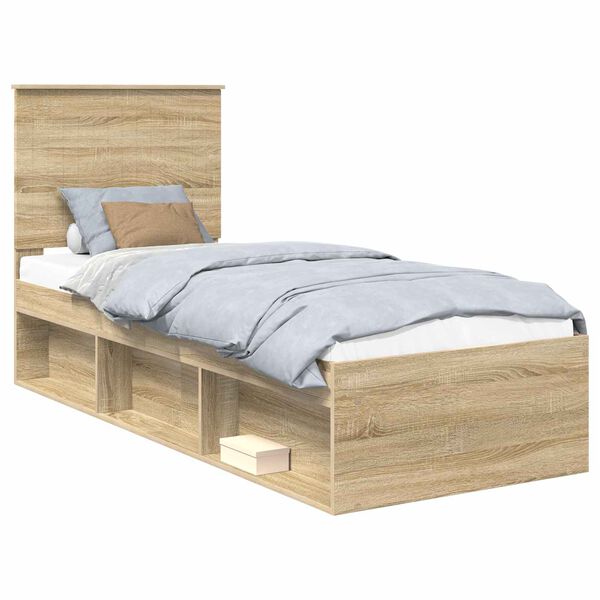 vidaXL Cadre de lit Ch&ecirc;ne Sonoma 75 x 190 cm Bois de pin massif