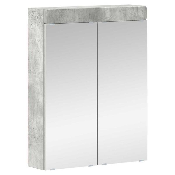 vidaXL Amoire de salle de bain avec miroir avec porte TULUM Gris b&eacute;ton