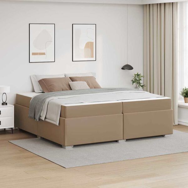vidaXL Cadre de lit avec matelas Cappuccino 200 x 200 cm tissu