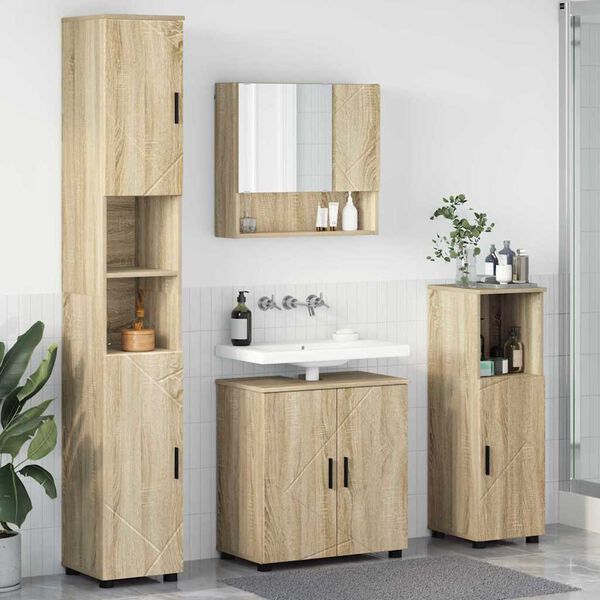 vidaXL Ensemble de mobilier de salle de bain 4 pcs Ch&ecirc;ne Sonoma