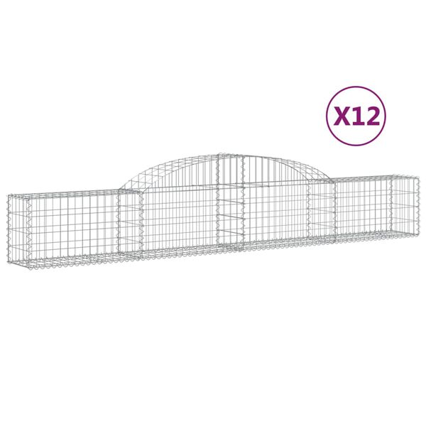 vidaXL Paniers à gabions arqués 12 pcs 300x30x40/60 cm fer galvanisé