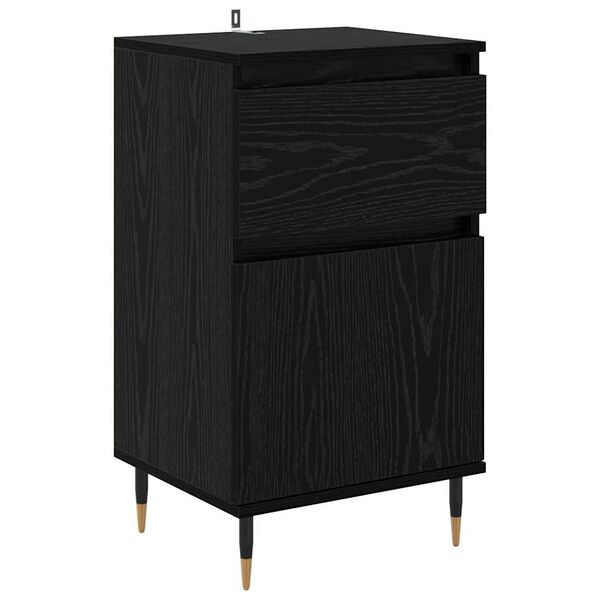 vidaXL Buffet Ch&ecirc;ne noir 40 x 35 x 70 cm Bois d'ing&eacute;nierie et fer