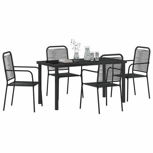 vidaXL Ensemble de salle &agrave; manger pour jardin 5 pcs Noir