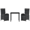 vidaXL Ensemble de salle &agrave; manger pour jardin 3 pcs Noir polyrotin