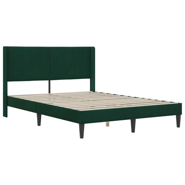 vidaXL Cadre de lit avec t&ecirc;te de lit Vert fonc&eacute; 120 x 190 cm Velours