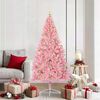 vidaXL Sapin de No&euml;l artificiel pr&eacute;-&eacute;clair&eacute; Rose 180 cm PVC