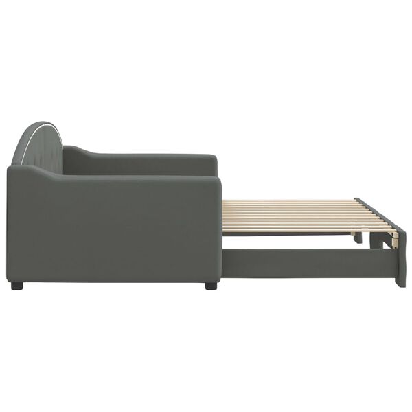 vidaXL Lit de jour avec gigogne sans matelas gris fonc&eacute; 90x200 cm