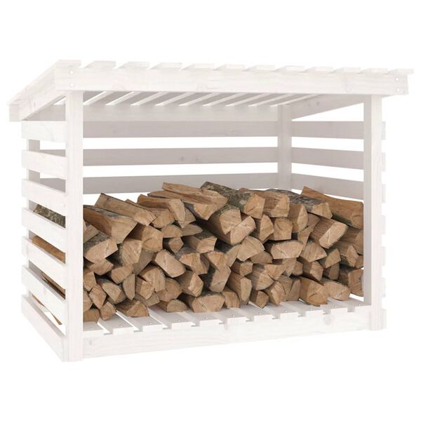 vidaXL Support pour bois de chauffage Blanc 108x73x79 cm Bois de pin