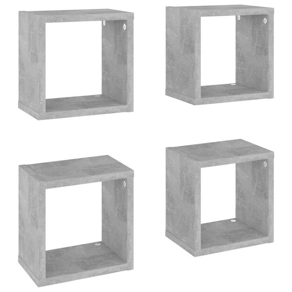 vidaXL &Eacute;tag&egrave;res cube murales 4 pcs Gris b&eacute;ton 22x15x22 cm