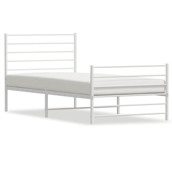 vidaXL Cadre de lit métal sans matelas avec pied de lit blanc 75x190cm