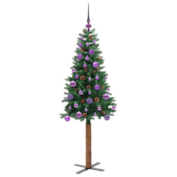 vidaXL Sapin de No&euml;l mince Vert 150 cm PVC et bois de pin massif