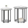 vidaXL Ensemble de tables d'appoint avec &eacute;tag&egrave;re 2 pcs Gris