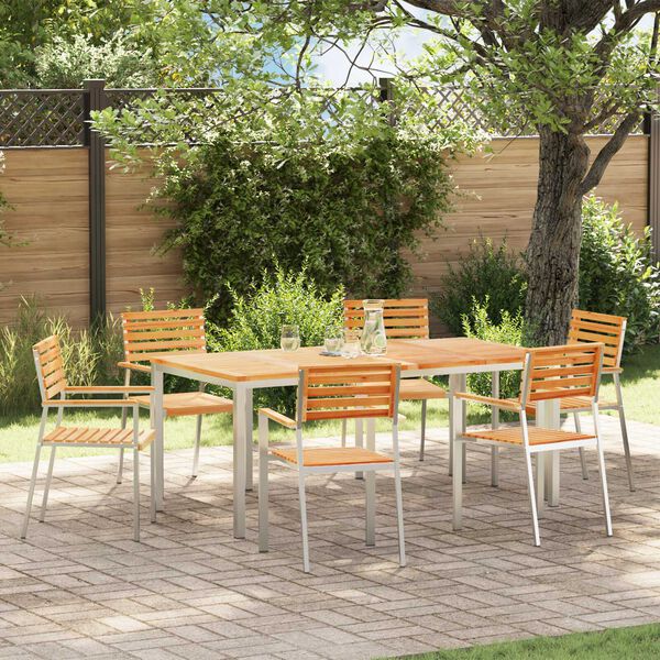 vidaXL EnsembledeRepasdeJardin 7 pcs Marron TeckMassif