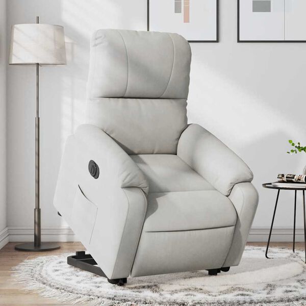 vidaXL Fauteuil inclinable &eacute;lectrique gris clair tissu microfibre