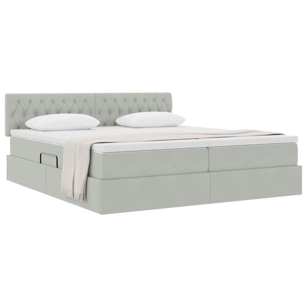 vidaXL Lit de Rangement avec matelas Gris clair 90 x 200 cm