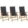vidaXL Chaises pliantes 3 pi&egrave;ces avec coussins en bois d'acacia massif