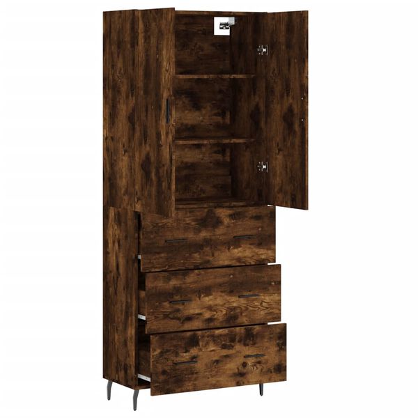 vidaXL Buffet haut Ch&ecirc;ne fum&eacute; 69,5x34x180 cm Bois d'ing&eacute;nierie