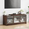 vidaXL Meuble TV avec portes en verre chêne marron 102x37x42 cm