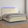 vidaXL Sommier &agrave; lattes de lit avec matelas et LED Cr&egrave;me 180x200 cm
