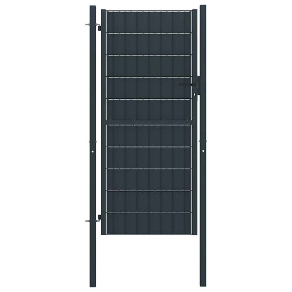 vidaXL Portail de cl&ocirc;ture en PVC et acier 100 x 204 cm anthracite