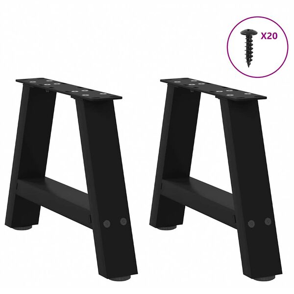 vidaXL Pieds de table basse en forme de A, 2 pi&egrave;ces, noir, 40 x (30-31) cm, acier