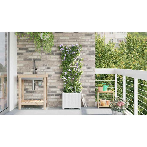 vidaXL Cache-pot de jardin Blanc 40 x 40 x 142 cm Plastique
