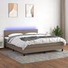 vidaXL Sommier &agrave; lattes de lit avec matelas LED Taupe 180x200 cm Tissu