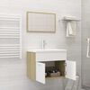 vidaXL Ensemble de meubles de salle de bain 2pcs Blanc et ch&ecirc;ne sonoma