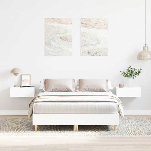 vidaXL Cadre de lit sans matelas blanc 120x190 cm bois d'ing&eacute;nierie
