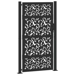 vidaXL Portail de jardin noir 100x175 cm en acier avec motif feuille