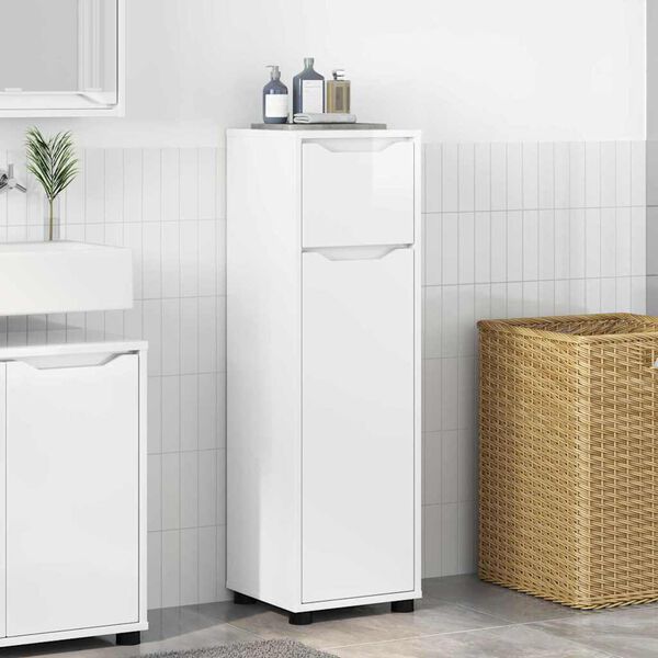 vidaXL Cabinet de salle de bain Blanc brillant 30,5 x 30 x 101 cm