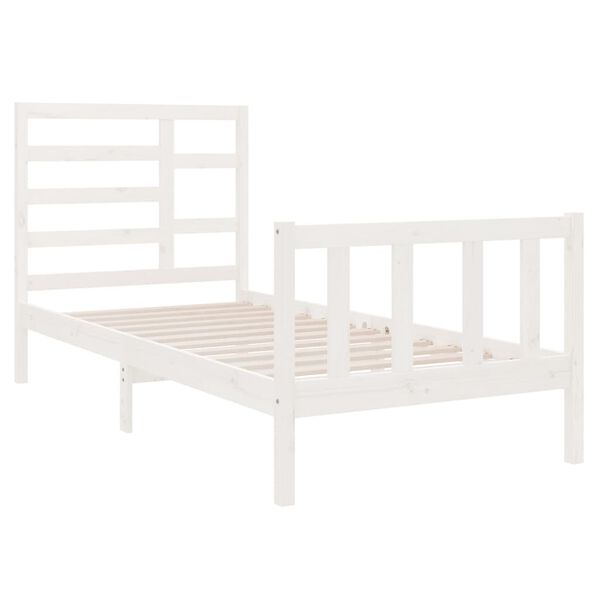 vidaXL Cadre de lit sans matelas blanc bois massif 75x190 cm