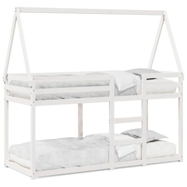 vidaXL Lit superpos&eacute; sans matelas blanc 80x200 cm bois de pin massif