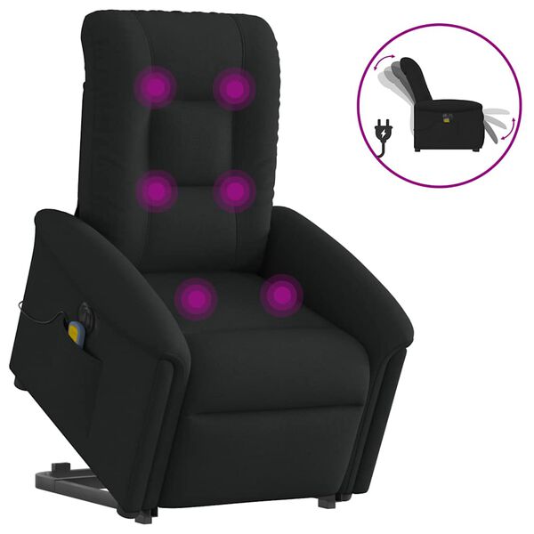 vidaXL Fauteuil inclinable de massage &eacute;lectrique Noir Tissu