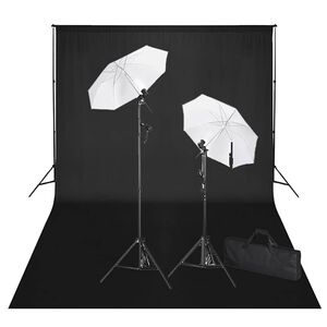 vidaXL Kit de studio et toile de fond noire 600 x 300 cm et lumi&egrave;res