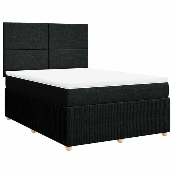 vidaXL Sommier &agrave; lattes de lit avec matelas Noir 140x190 cm Tissu