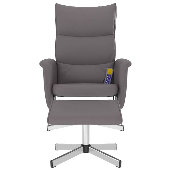 vidaXL Fauteuil inclinable de massage avec repose-pied gris similicuir